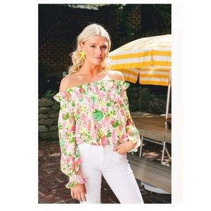 Tuckernuck Pink Multi floral Marguerite Blouse